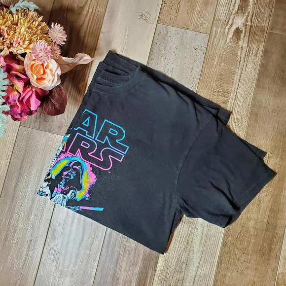 Star Wars Boys XL Neon Hope Poster Crew Neck Graphic T-Shirt - Picture 2 of 15